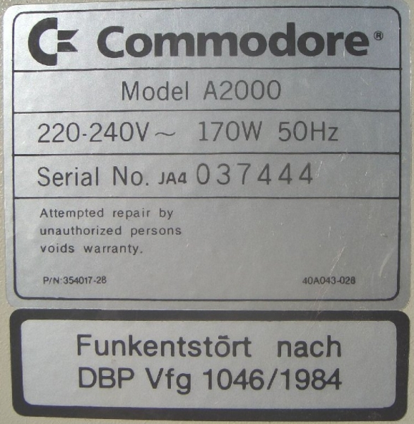07A2000Typenschild